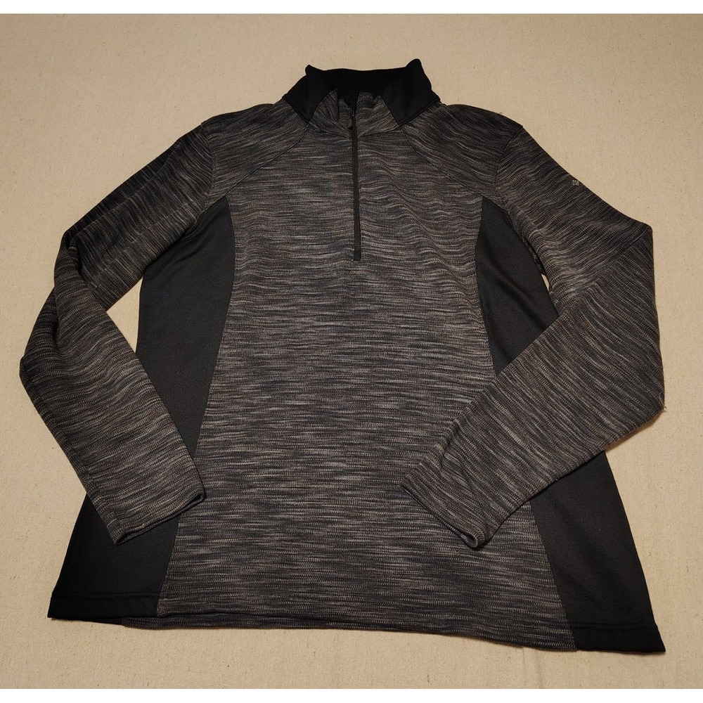 Columbia Womens XL Black Gray Space Dye Quarter Zip Pullover Activewear Top